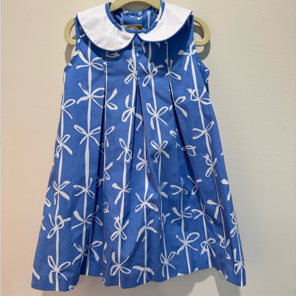 The Beaufort Bonnet Company Blue and White Bow Dress